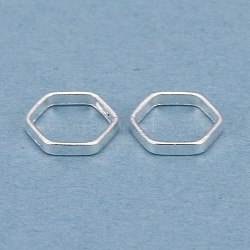 Brass Linking Rings, Long-Lasting Plated, Hexagon, 925 Sterling Silver Plated, 7x6x1mm, Inner Diameter: 5x5mm(KK-Y003-05C-S)