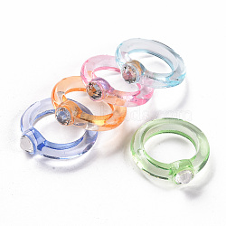 Transparent Acrylic Finger Rings, Mixed Color, US Size 7 1/2(17.7mm)(RJEW-T010-07)