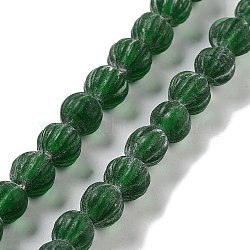 Handmade Lampwork Beads, Pumpkin, Dark Green, 10.5x9.5mm, Hole: 1.5mm, about 64pcs/strand, 25.79''(65.5cm)(LAMP-Z008-05A)