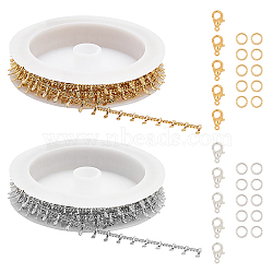 CHGCRAFT DIY Jewelry Making Kits, Including Brass Handmade Curb Chains & Jump Rings, Zinc Alloy Lobster Claw Clasps, Golden, 1.5x1.2x0.3mm, 6x2x2mm, 4m/set(CHC-CA0001-05)