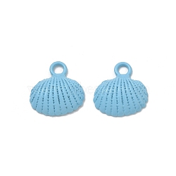 Spray Painted Alloy Pendants, Shell Shape Charms, Light Sky Blue, 18x16.5x5mm, Hole: 3mm(AL-CBA5D51-01C-01)