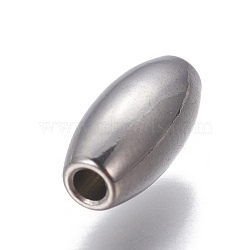 304 Stainless Steel Beads, Rice, Stainless Steel Color, 11x5mm, Hole: 1.5mm(STAS-P239-32P)