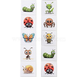 Cartoon Insect Picture Paper Stickers, Mixed Color, 25x25mm, 500pcs/roll(STIC-M002-01B)