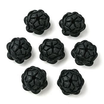 Opaque Resin Beads, Flower, Black, 11.5x17.5x15.5mm, Hole: 1.8mm