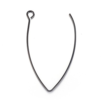 Stainless Steel Earring Hooks, with Horizontal Loop, Electrophoresis Black, 41x24.5mm, Hole: 3mm, 21 Gauge, Pin: 0.7mm
