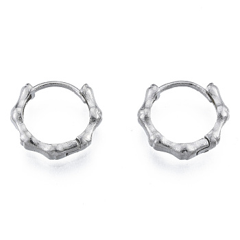 316 Surgical Stainless Steel Bamboo Stick Hoop Earrings for Men Women, Stainless Steel Color, 14.5x15.5x3.5mm, Pin: 1mm