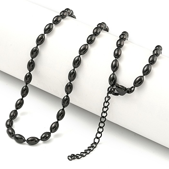 PVD Vacuum Plating 304 Stainless Steel Oval Link Chain Necklaces, Black, 16.38 inch(41.6cm)