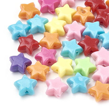 Opaque Acrylic Beads, Star, Mixed Color, 10.5x11.5x6mm, Hole: 1.8mm, about 1560~1950pcs/500g