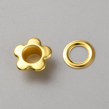 Brass Grommet Eyelet Findings, for Bag Making, Flower, Golden, 11x11.5x5mm, Hole: 5mm
