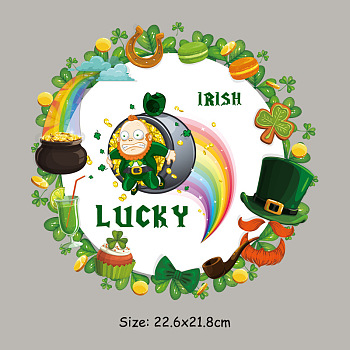 Saint Patrick's Day Theme PET Sublimation Stickers, Heat Transfer Film, Iron on Vinyls, for Clothes Decoration, Word, 218x226mm