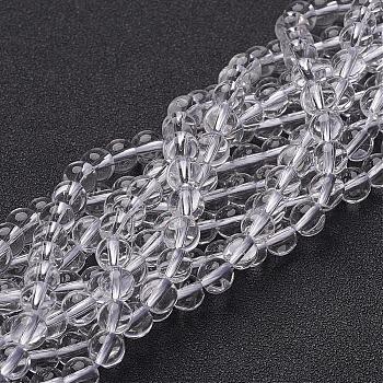 Synthetic Quartz Crystal Beads Strands, Round, Clear, 6mm, Hole: 0.8mm, about 67pcs/strand, 15.5 inch