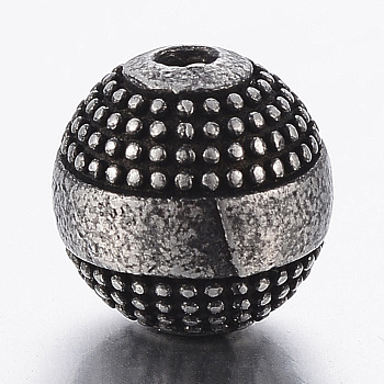 316 Surgical Stainless Steel Beads, Round, Gunmetal, 10x9.5mm, Hole: 2mm