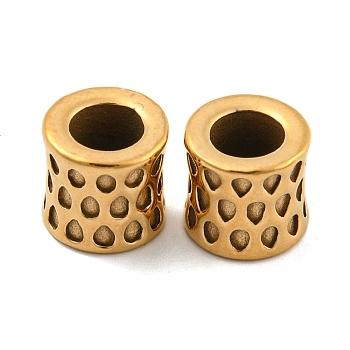Ion Plating(IP) 304 Stainless Steel European Beads, Large Hole Beads, Column, Golden, 10.5x10mm, Hole: 5.5mm