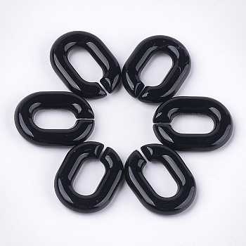 Acrylic Linking Rings, Quick Link Connectors, For Jewelry Chains Making, Oval, Black, 24x18x5mm, Hole: 13x7mm, about 400pcs/500g