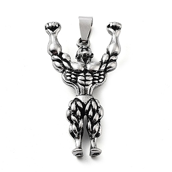 Tibetan Style Alloy Pendants, Sports Charms, Antique Silver, 44.5x24x7mm, Hole: 7.5x4mm