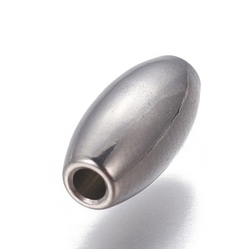 304 Stainless Steel Beads, Rice, Stainless Steel Color, 11x5mm, Hole: 1.5mm