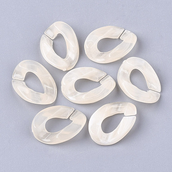 Acrylic Ring Links, Imitation Gemstone, Twist, Linen, 24x17x5.5mm, Hole: 12x6mm, about 590pcs/500g