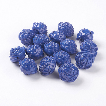 Opaque Acrylic Beads, Flower, Royal Blue, 16x16mm, Hole: 1.8mm, about 210pcs/413g