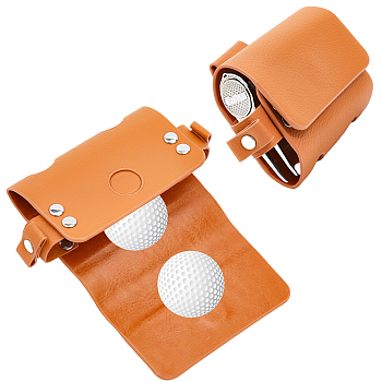 Imitation Leather Double Golf Ball Storage Bags, Portable Golf Ball Case Waist Holder, with Magnetic Clasp, for Golfing Sporting Tool Accessories, Gift for Golfer, Chocolate, 79x130x30mm, Hole: 18.5mm