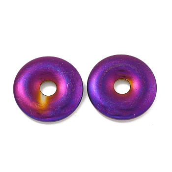 Electroplated Synthetic Non-Magnetic Hematite Pendants, Donut/Pi Disc Charms, Purple Plated, 25.5x4mm, Hole: 4.8mm