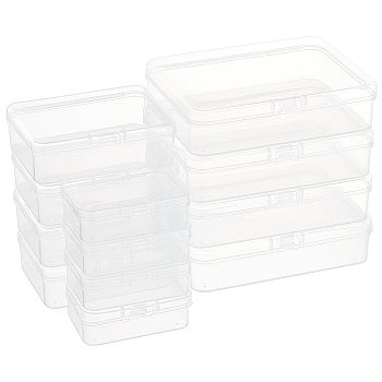 12Pcs 3 Styles Transparent Plastic Storage Boxes, Bead Containers with Hinged Lid, Rectangle, Clear, 4.6~8.74x6.36~11.5x2.06~2.8cm, 4pcs/style