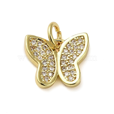 Real 18K Gold Plated Clear Butterfly Brass+Cubic Zirconia Pendants