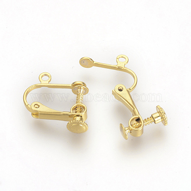 Brass Screw Clip-on Earring Findings(X-KK-R071-04G)-2
