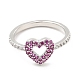 Rack Plating Brass Micro Pave Camellia & Crystal Cubic Zirconia Heart Rings(RJEW-E064-15P)-2