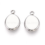 304 Stainless Steel Pendants, Oval Charm, Anti-Tarnish, Stainless Steel Color, 15x10x2.5mm, Hole: 1.8mm(STAS-T065-78P)