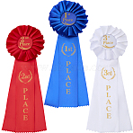 3 Colors Polyester Ribbon with Word Garment Accessories
, Flat Round Badge for Graduate Party Decorations, Mixed Color, 420mm, 1pc/color(JEWB-CP0001-31B)