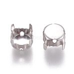 Non-Tarnish 316 Surgical Stainless Steel Sew on Prong Settings, Claw Settings for Pointed Back Rhinestone, Stainless Steel Color, Tray: 6mm, 6x6x5mm, Hole: 0.8mm(X-STAS-E470-01A-P)
