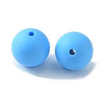 Food Grade Eco-Friendly Silicone Beads, Round, Deep Sky Blue, 15mm, Hole: 2mm(SIL-TAC0001-13C-14)