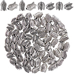 80Pcs 2 Styles Tibetan Style Alloy Beads, Tulip, Antique Silver, 9~11x7x7mm, Hole: 1.6~1.8mm, 40pcs/styles(FIND-SC0015-07)