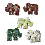 Natural Brecciated Jasper & Mahogany Obsidian & Lemon Jade & Red Jasper Big Pendants, Elephant Charms, 38.5~39.5x49.5~51x8.5~9.5mm, Hole: 5mm(G-Z109-01B)
