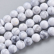 Natural Howlite Beads Strands, Round, White, 6mm, Hole: 1mm, about 32pcs/strand, 7.6 inch(X-TURQ-G091-6mm)
