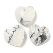 Natural Howlite Faceted Heart Charms, 13x13x6mm, Hole: 1mm(G-G123-01I)