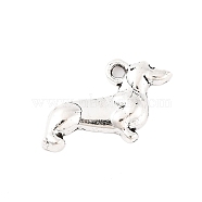 Tibetan Style Zinc Alloy Puppy Pendants, Lead Free & Cadmium Free, Sausage Dog/Dachshund Charms, Antique Silver, 12.8x20x2.5mm, Hole: 1.6mm(X-TIBEP-R334-013AS-RS)