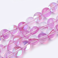 Synthetic Moonstone Beads Strands, Holographic Beads, Dyed, Round, Hot Pink, 6mm, Hole: 0.5mm, 65pcs/strand, 15.7 inch(G-S283-6mm-13A)