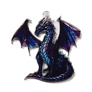 Acrylic Pendants, Animals, Dragon, 40x37x1.7mm, Hole: 1.6mm(OACR-O007-02H)