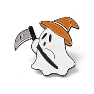 Ghost Wizard Enamel Pin, Halloween Alloy Badge for Backpack Clothes, Electrophoresis Black, Chocolate, 31x30x1.5mm, Pin: 1mm(JEWB-H008-05EB)