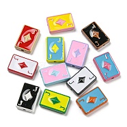 Alloy Enamel Beads, Lead Free & Cadmium Free, Playing Card, Jack of Diamonds, Mixed Color, 15x10x4.5mm, Hole: 1.6mm(MACR-K350-03D)