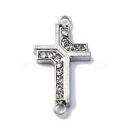 304 Stainless Steel Crystal Rhinestone Connector Charms, Cross Links, Stainless Steel Color, 20x10x2mm, Hole: 1.6mm(STAS-Z065-02P-03)