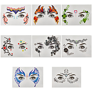 Gorgecraft 8 Sheets 8 Style Waterproof Self Adhesive Tattoo Stickers on Face, for Halloween Christmas Masquerade Party, Mixed Patterns, 0.5~11.8x0.45~13.4cm, 1 sheet/style(AJEW-GF0007-33)
