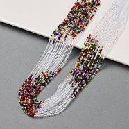 Transparent Gradient Color Glass Beads Strands, Segmented Multi-color Beads, Faceted Round, Clear, 2mm, Hole: 0.5mm, about 184~187pcs/strand, 14.37''(36.5cm)(GLAA-H021-01A-45)