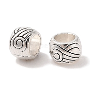 Tibetan Style Zinc Alloy Beads, Large Hole Rondelle Beads, Lead Free & Cadmium Free, Antique Silver, 10x7.3mm, Hole: 6.2mm(X-TIBEB-R063-014AS-RS)