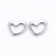 201 Stainless Steel Linking Rings, Heart, Stainless Steel Color, 14x18x0.8mm, Hole: 7x14mm(STAS-E437-17P)