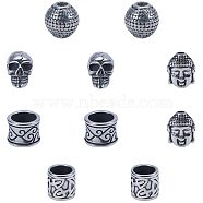 304 Stainless Steel Beads, Large Hole Beads, Mixed Shapes, Antique Silver, 5.628x5.628x2.303cm(STAS-PH0018-12)