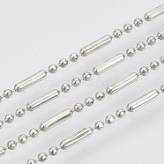 Brass Ball Chains, Ball & Bar Faceted Beaded Chains, Long-Lasting Plated, Soldered, with Spool, Cadmium Free & Nickel Free & Lead Free, Platinum, 5.8x1.4mm and 1.4mm, about 16.4 Feet(5m)/roll(X-CHC-S008-008A-P)