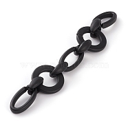 Handmade Opaque Spray Painted Acrylic Link Chains, with Spray Painted CCB Plastic Quick Link Connector, Black, 31.5x4.5mm, 23x16x9mm, 35x19x6mm,  39.37 inch(1m)/strand(AJEW-JB00869-03)