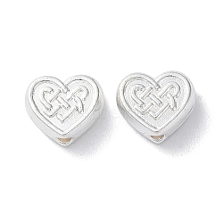 Alloy Beads, Long-Lasting Plated, Heart, Silver, 8x9x3.5mm, Hole: 1.4mm(PALLOY-F309-18S)